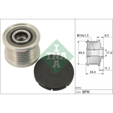 535007510   INA ΤΡΟΧΑΛΙΑ ΔΥΝΑΜΟ   BMW 1, 3, Z4, 6PV      RML Ref 500-456 Clutch Pulley  Bosch / Valeo BMW - 