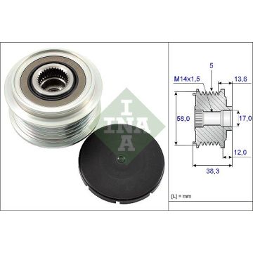 535018410  INA ΤΡΟΧΑΛΙΑ ΔΥΝΑΜΟ   TOYOTA AVENSIS, COROLLA, PREVIA, RAV 4 II 5PV    RML REF 500-424 Product Type:	Clutch Pulley Product Application:	Toyota / Lexus Replacing F-570753 Cargo 236332 332310 Woods EC4035 Denso Toyota/Lexus Clutch Pulley - 