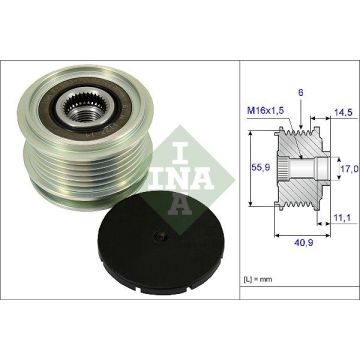 535 0012 10   f-227628 INA    ΤΡΟΧΑΛΙΑ  ΔΥΝΑΜΟ   AUDI A2, A3, VW GOLF IV, V, 6PV  Ελεύθερη περιστροφή γεννήτριας AUDI, SEAT, SKODA, VW (021 903 119 G)   Audi / VW / Seat / Skoda  F-227628.4,5,6,7,10 Cargo 230293 332317 Woods EC4076 Bosch / Valeo VW  - 