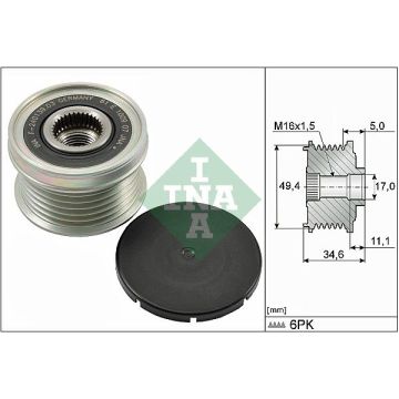 535009510  INA    ΤΡΟΧΑΛΙΑ ΔΥΝΑΜΟ  AUDI A1, A3, SEAT IBIZA V, VW GOLF VI, 6PV   RML Ref 500-493 Bosch Clutch Pulley Audi / VW / Seat / Skoda - 