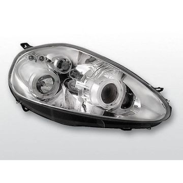 Grande Punto 05- Angel Eyes Φανάρια Chrome  Chrome finish angel eyes headlights SET front lights for Grande Punto 05-08 - 