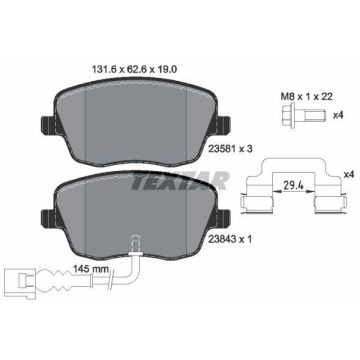 2358102 TEXTAR  ΤΑΚΑΚΙΑ ΕΜΠΡΟΣΘΙΑ SEAT CORDOBA, IBIZA IV, SKODA ROOMSTER   Σετ τακάκια, δισκόφρενα (ΚΩΔΙΚΟΙ OEM: 6q0698151c)   Eμπρόσθια Τακάκια Textar Για Ibiza FR,Polo 1.8GTI - 