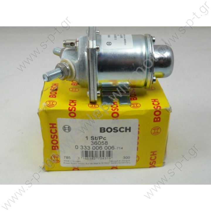 ΡΕΛΕ ΙΣΧΥΟΣ  BOSCH 0333006006  24V 80A NEW   Manufacturer number: 0 333 006 006 (0333006006) - ORIGINAL PRODUCT  electromagnetic relay BOSCH manufacturing part number 0 333 006 006 - 24V; 80Amp - DAF, Scania, Mercedes, MAN, Volvo, Iveco, Kasbohrer 