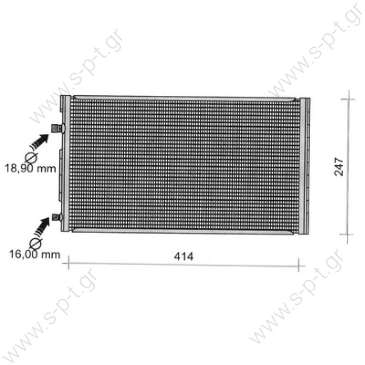 30311341  848.0001   Συμπυκνωτής, σύστ. κλιματισμού FRIGAIR     414 X 248 X 19     Standard parallel flow Application: Multi Fit Applications  Description: A/C Multi-flow Condenser
