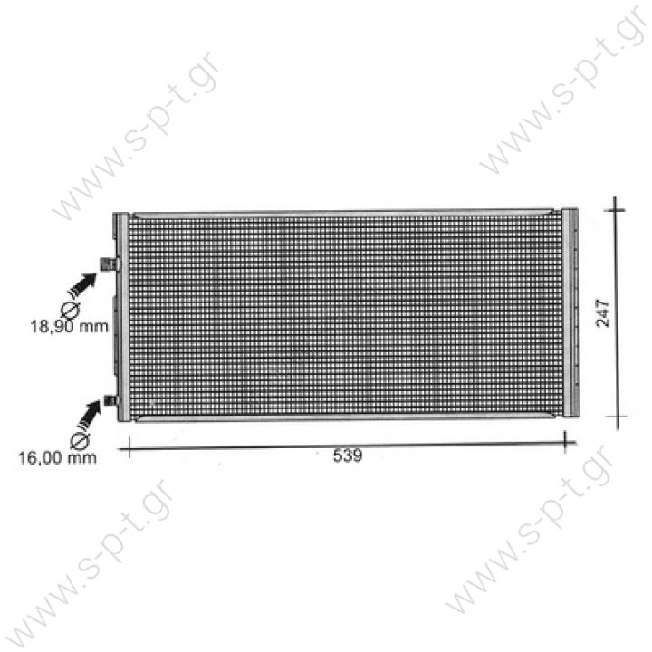 30311344    848.0002    Συμπυκνωτής, σύστ. κλιματισμού FRIGAIR    539 X 248 X 19     Standard parallel flow  Application: Multi Fit Applications  Description: A/C Multi-flow Condenser
