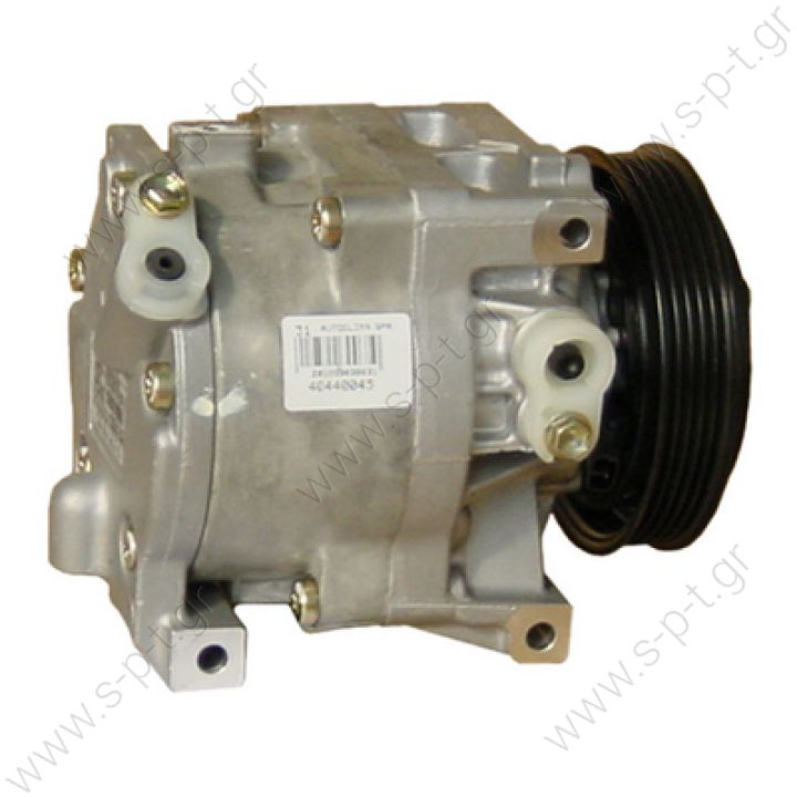 40440045  DCP09005, DENSO  ΚΟΜΠΡΕΣΕΡ A/C FIAT  FIAT PUNTO II   FIAT Punto II Serie 1.2i 8V-16V  592475600 46757168  447100-1560 Compressor A / C Denso SC08C; 120 mm; PV5; 12V; H / V45 °; Fiat Brava; Bravo; Palio; Punto; Siena; Strada; Lancia Y; DCP09005