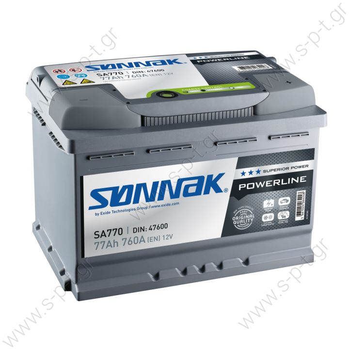 EXIDE LV SONNAK  POWERLINE BATTERY SONNAK SA770 77Ah battery