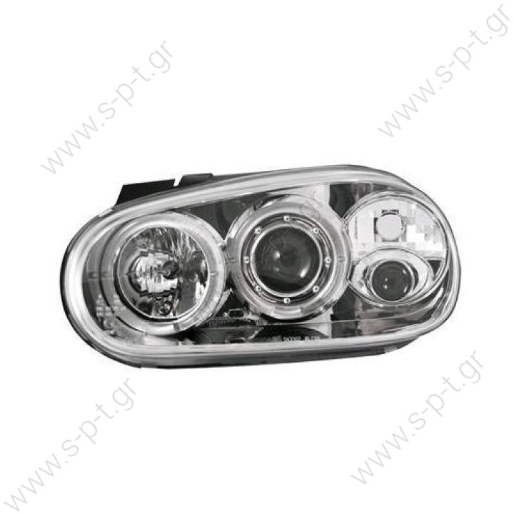 Golf 4 Τύπου Angel Eyes Φανάρα 97-03 Chrome Με Προβολείς Ομίχλης