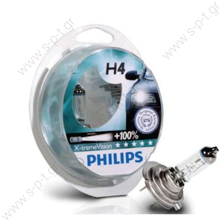 Λάμπες Philips H4 Σειρά X-Treme Vision +100% Σετ 2 Τεμάχια  Philips X-treme Vision H4 +100%