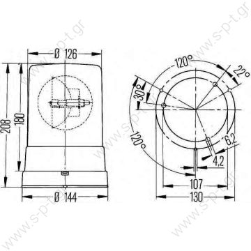 2RL 006 295-111 (24V)  ΦΑΡΟΣ HELLA 2RL 006 295-111 ΦΑΡΟΣ  24V  2RL 006295-111 Hella Beacon 24V Hella beacon KL710 24V orange, flat mounting. - 