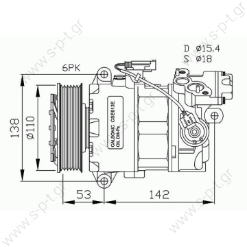 40440183 ΚΟΜΠΡΕΣΕΡ A/C    BMW CALSONIC E87 1 Series, Ε90 3 series    BMW E87 / E81 Serie 1 116i - 118i - 120i Κωδικός προϊόντος: 64526915380 , 64529145351 , 64529156821 , 64529182793  TSP0155959 Compressor A / C Calsonic C9E613C; 100 mm; PV6; 12V; H;    - 