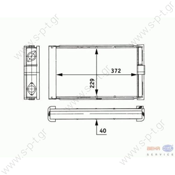 8FH351312711   BEHR-HELLA ΨΥΓΕΙΟ ΚΑΛΟΡΙΦΕΡ   MERCEDES BENZ O 405, 8FH 351 312-711/9300421 MERCEDES-BENZ 002 835 46 01   Mercedes-Benz (0028354601 A0028354601)    Interior Heating Exchanger   