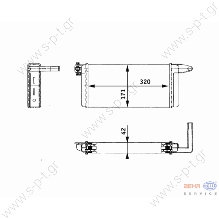 MERCEDES BENZ NG 9200712/8FH 351 312-281 BEHR HELLA SERVICE 8FH 351 312-281 (8FH351312281), Heat Exchanger, interior heating