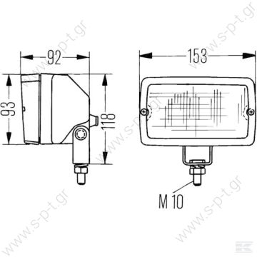 1GA005060001  HELLA  ΠΡΟΒΟΛΕΑΣ ΕΡΓΑΣΙΑΣ      1GA 005060-001 Hella Worklight Hella work lamp 153x93 mm  Working light rectangular H3  1GA005060001 Work lamp Hella - 