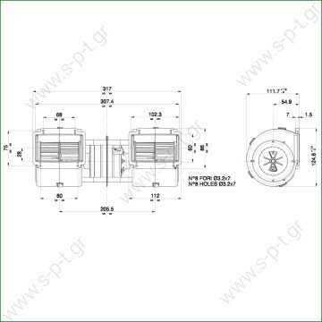 SPAL 0599.1004 002-B45-02  SPAL 002-B45-02, 24V, 3 SPEED - 