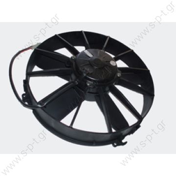 SPAL-VA01-BP70/LL-36A    0599.6977   Category: Axial Electrofans  TECHNICAL DATA Blades diameter (mm):	305 Total depth (mm):	95 Voltage (V):	24 Current input (A):	12,8 Airflow (mc/h):	2990   Installation guide:	Suction Manufacturer:	Spal - 