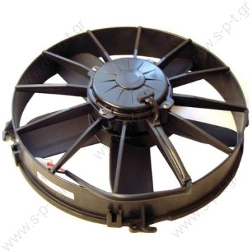 SPAL-VA01-BP70/LL-36A    0599.6977   Category: Axial Electrofans  TECHNICAL DATA Blades diameter (mm):	305 Total depth (mm):	95 Voltage (V):	24 Current input (A):	12,8 Airflow (mc/h):	2990   Installation guide:	Suction Manufacturer:	Spal - 