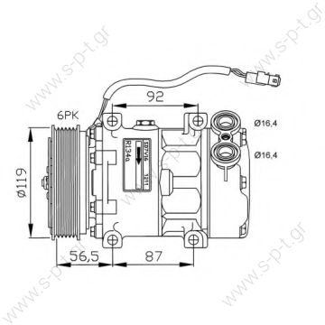 40405127 1211   ΚΟΜΠΡΕΣΕΡ A/C    Sanden SD7V16; 118 mm; PV6; 12V; Citroen C5; Evasion; Jump; Lancia Phedra; 206; 406; 607; 806; 807 CITROEN C5 1.8 - 2.0 16v 1211 - 1237 - 6453CL - 6453JF - 6453KT - 6453KY - 71721765 - 71721766 - 9626902180 - 9645306580 - 