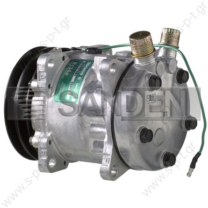 5073 SANDEN   ΚΟΜΠΡΕΣΕΡ A/C    SD5H09 5800049   SD508 24V   SANDEN   ΣΥΜΠΙΕΣΤΗΣ A/C     UNIVERSAL  SD5H09 / 5073     Pulley wheel diameter [mm]	125 Number of grooves	2 Connectors	7/8" x 3/4" Connectors orientation	Vertical Cover designation	FL