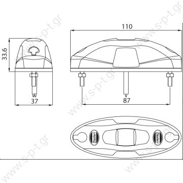 DSL570-0.567 DASTERI  LED ΦΑΝΟΣ ΟΓΚΟΥ 3 ΛΕΙΤΟΥΡΓΙΩΝ 10-30V DSL570-0.567 Φανός όγκου LED για επίπεδη τοποθέτηση με 1m καλώδιο DSL571-0.567 Φανός όγκου LED για επίπεδη τοποθέτηση με 2πολική πρίζα   - 