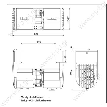 151-552-0024  ΚΑΛΟΡΙΦΕΡ 24V AURORA Teddy 2000 installation heater 24V 2 speed Heater Teddy f. Solaris / MAN  2-stage, connections parallel  Ref. 1515520024 , 1805000200 , 1103408724v - Teddy Heater 7.2kW    - 