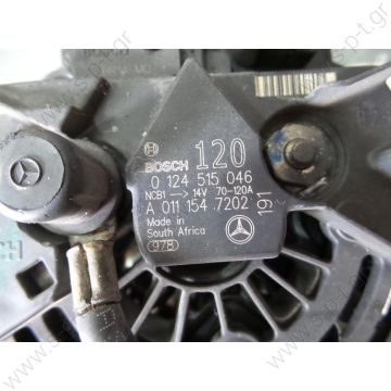 0124515212  BOSCH ΔΥΝΑΜΟ  BOSCH 0 124 515 046 (0124515046),MB C200 / 230  12V 120A    MERCEDES C-CLASS  2001-C-CLASS T-Model  2001- C-CLASS  2000-.0986042550 BOSCH  ΔΥΝΑΜΟ   MERCEDES BENZ   C200 / 230   12V 120A    0-124-515-056 5097755AA 011-154-72-02  - 