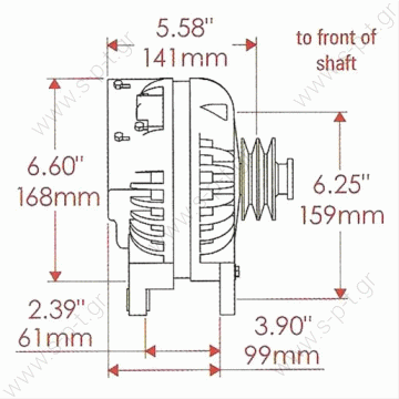 7000112  ΔΥΝΑΜΟ   CHRYSLER 12V 78A CW 1-GROOVE Powermaster Retro "Roundback" Alternator New Replacement ER/IF Alternator 7024N Fits 81-87 Dodge B150 3.7 5.2 RWD  - 