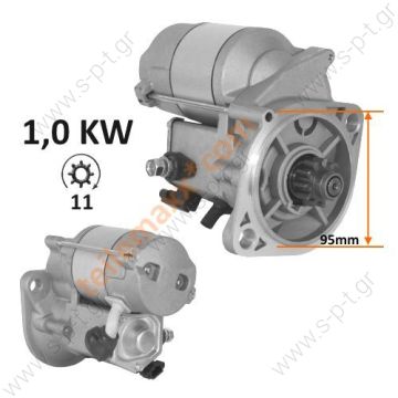 128000-1152 DENSO ΜΙΖΑ  Yanmar 3TNA72 John Deere 455 Mustang Komatsu 119620-77011 128000-1150   12V 1.0 Kw  Drive 11 Teeth 	Starter Motor Product Application:	Yanmar Various Equipment Replacing 128000-1150 Lucas LRS1360 Hella JS909 Yanmar / John Deere - 