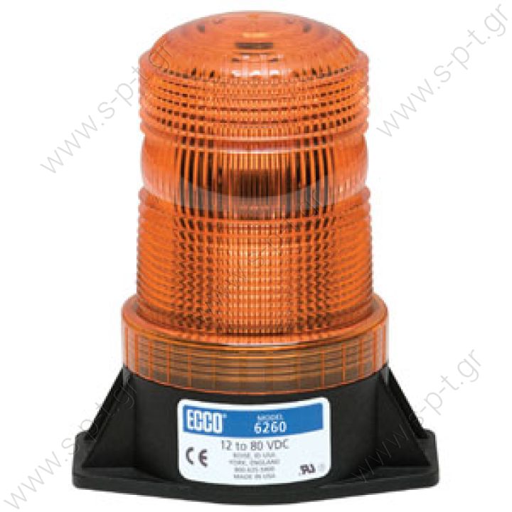 6260A Products > Beacons > Strobe Beacons > 6200 Series VISION ALERT MINI STROBE BEACON 566.208  ECCO 12-80 Volt Single Flash LED Strobe (6260 Series)  ECCO 6260 Beacon Amber 12-80VDC Model 6260 