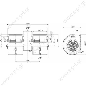 20220101 009-B40-22 GR   SPAL ΔΙΠΛΗ ΤΟΥΡΜΠΙΝΑ 009 - B40 - 22     RPA 3VCV Double blower Double blower 009-B40-22 Ref. 1E052466G02 , 83.77930.6511 , 8.441.000.873.0 , A 002 830 66 08 , H11-001-287 - 