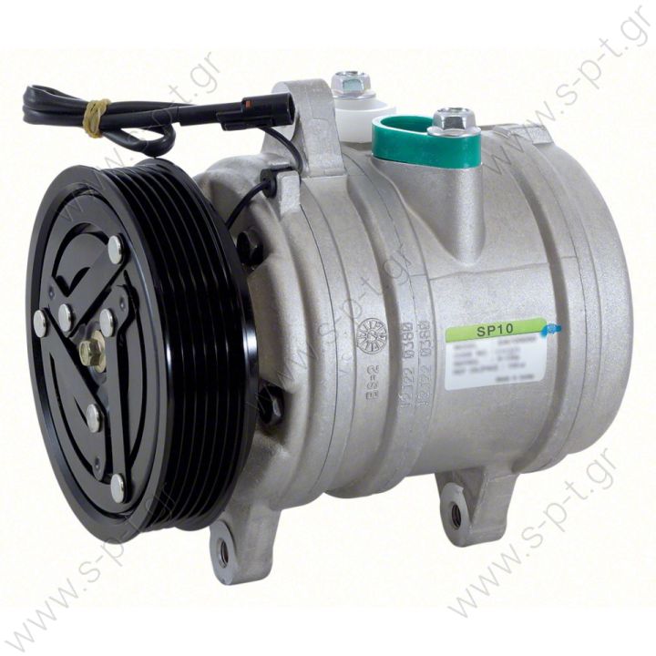 40420009 DELPHI ΚΟΜΠΡΕΣΕΡ A/C  HARRISON SP10 PV6 12V   SP 10 12V 105mm Poly-V 6 Denso SP10 Delphi Compressor OEM# 22E-979-1110 3541139M91   KOMATSU : 22E9791110 LANDINI : 3541139M91, 717638 MASSEY FERGUSON : 3541139M91 MERLO : 040654 ZETOR : 16372954 