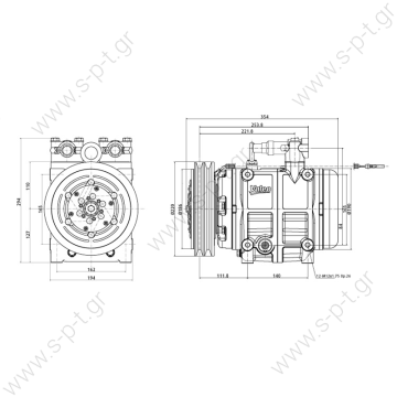 VALEO TM55  TM55 - 2G "B" - 220mm   COMPRESSOR SELTEC ZEXEL TM55 / 24V   Compressor complete with connector valve 24V 550CC 4P  VALEO GROUP (SELTEC-ZEXEL) - 