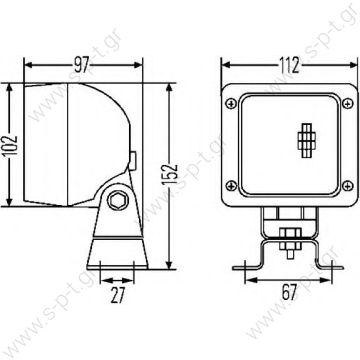 1GA007506-011 – HELLA, Φανάρι Εργασίας FF τετράγωνο 10x10cm   1GA 007506-011 Hella Worklight Hella Worklight U-bracket 112x102 mm - 