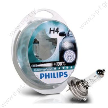 Λάμπες Philips H4 Σειρά X-Treme Vision +100% Σετ 2 Τεμάχια  Philips X-treme Vision H4 +100% - 