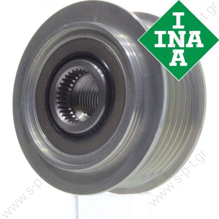 535027610   INA ΤΡΟΧΑΛΙΑ ΔΥΝΑΜΟ    INA Original Freewheel Pulley Audi A4 Avant Convertible 3.2 FSI quattro A6 Allroad Avant 2.4 2.8  Overrunning alternator pulley Pulley Ø [mm]: 64.6 Number of ribs: 6 Depth [mm]: 22.6 Article number: 720228