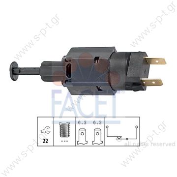 7.1050  FACET  ΒΑΛΒΙΔΑ ΣΤΟΠ OPEL DAEWOO PORSCHE OPEL ASTRA F, G, ZAFIRA 2 ΦΙΣΑΚΙΑ    Brake Light Switch for Daewoo, Opel    OEN 96567247 — CHEVROLET OEN 90196375 — DAEWOO OEN 94580647 — DAEWOO OEN 96567247 — DAEWOO OEN 90 196 375  - 