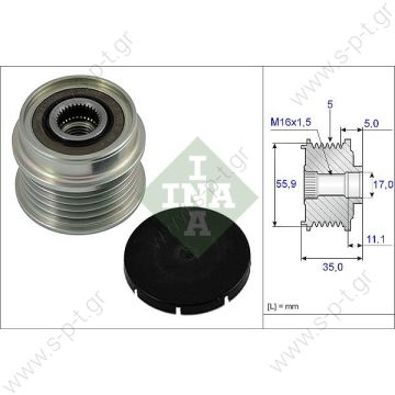 535 0005 10  INA  ΤΡΟΧΑΛΙΑ ΔΥΝΑΜΟΥ  AUDI A4, SEAT IBIZA II, VW POLO CLASSIC  5 PV  90-05 AUDI A4 VOLKSWAGEN PASSAT F00M991045 038903119M F-00M-991-045 038-903-119M F-225653 Audi / VW / Seat / Skoda  Cargo 230302 332295 Woods EC4082 Bosch/Valeo  - 