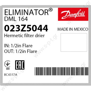 DCL/DML164  DML-164 (flare)    DANFOSS  ΦΙΛΤΡΟ ΑΦΥΓΡΑΝΣΗΣ   ΑΦΥΓΡΑΝΤΗΡΕΣ  ΜΠΟΥΚΑΛΕΣ DML-164 (flare)  Hispacold  3/4UNF flare HM164 L=175mm, D=74mm  3100014  Danfoss DML flare connections 023Z5044   HFC refrigerants and polyolester (POE) (PAG) oils. - 