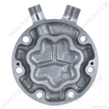 SANDEN SD7-JD Sanden Rear Head Type: JD 7223-9630 Fitting Style: Vertical O-ring #8 x # 10 Sanden JD Style Rear Head without Charging Port  - 