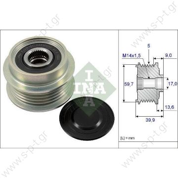 30643  INA ΤΡΟΧΑΛΙΑ  ΔΥΝΑΜΟΥ   FREEWHEEL PULLEY  PVF5 15/64.4-39.9 F-568860 TOYOTA YARIS1.4@ DENSO	101211-5660, 102211-5660 TOYOTA	27060-33020    CARGO	237582 IKA	353951 INA	F-568860 LUK	535018010 TOYOTA	27411-33050, 27415-33010 - 