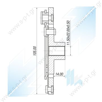 A/C Compressor Hub, SANDEN 7V16, Diameter 105,00 mm, VW - 