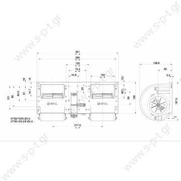 20220124   006-B50-22  24V   SPAL ΜΟΤΕΡ ΣΑΛΛΙΓΚΑΡΟΣ ΔΙΠΛΟΣ   Konvekta  Evaporator blower > Standard  Double blower 006-B50-22 - 