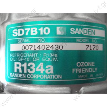 ΣΥΜΠΙΕΣΤΗΣ SANDEN SD7B10 115 A2 12V V-PAD   Compressor Sanden Fix R134a SD7B10 CLAAS : 3164540 JCB : 714404393 LAMBORGHINI : 771974, 000771974 MASSEY FERGUSON : 000771974 NEW HOLLAND : 8504059 - 