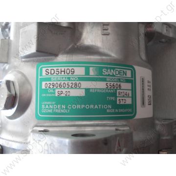 5606   SANDEN     SDH09   ΚΟΜΠΡΕΣΕΡ  A/C    ΣΥΜΠΙΕΣΤΗΣ SANDEN SD5H09 119PV8 12V V-OR   SANDEN YU-9077 for UNIVERSAL 5H09-5606 - 