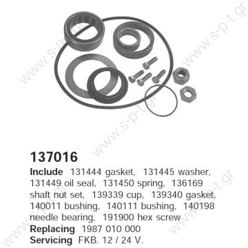 137016 - Repair Kit -Replacing 038111	 IKA 132710	 CARGO 1987010000	 BOSCH - 