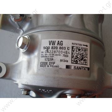 ΣΥΜΠΙΕΣΤΗΣ VW GOLF, TIGUAN 5Q0820803C  Συμπιεστής Sanden VW Golf, Tiguan  ΚΩΔΙΚΟΙ ΓΝΗΣΙΟΥ ΑΝΤΑΛΛΑΚΤΙΚΟΥ = 5Q0820803C  SANDEN = 1737P - 