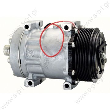 40405099  ΣΥΜΠΙΕΣΤΗΣ  IVECO Tector COMPRESSOR, SANDEN SD7H15 8124A, 12V 119MM 8PV R134A REAR TUBE-O, DIRECT MOUNT, STEEL ARMATURE NCSU - 