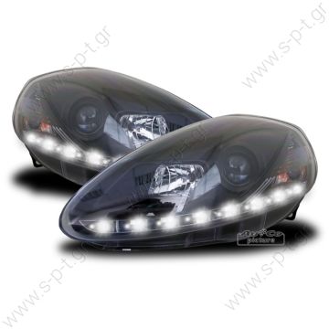 Fiat Grande Punto 2009- Daylight black  Headlights LED DRL Look for FIAT GRANDE PUNTO 05-08 Daylight Black   φανάρια - 