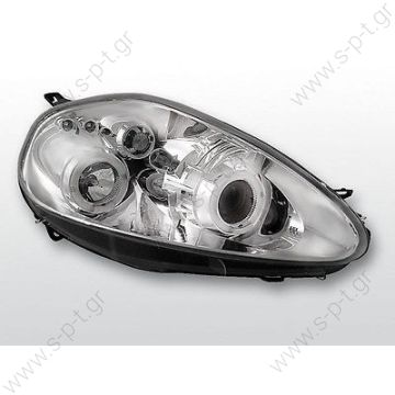 Grande Punto 05- Angel Eyes Φανάρια Chrome  Chrome finish angel eyes headlights SET front lights for Grande Punto 05-08 - 