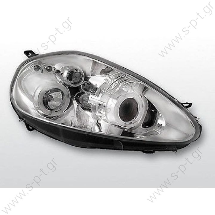 Grande Punto 05- Angel Eyes Φανάρια Chrome  Chrome finish angel eyes headlights SET front lights for Grande Punto 05-08